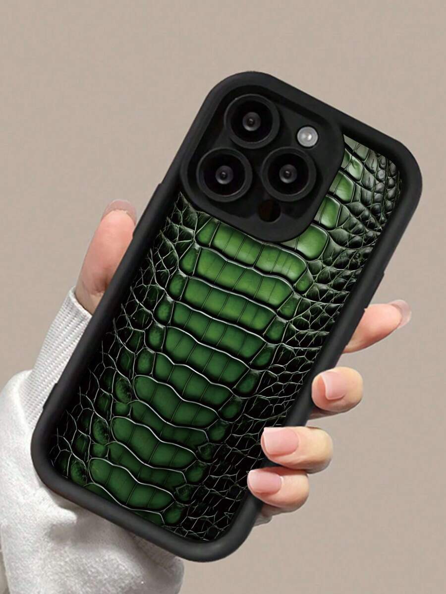 1 pieza Funda de teléfono protectora a prueba de golpes y antihuellas dactilares de diseño gráfico de piel de serpiente negra gruesa y de moda, compatible con iPhone 16/16Pro/16Plus/15/15ProMax/15Pro/11/12/13/14ProMax/11Pro/11ProMax/12Pro/12ProMax/13Pro/13ProMax/14Pro/14ProMax/16ProMax/16/16Pro/16Plus, funda suave minimalista y creativa