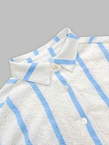 大码宽松开衫衬衫，优雅休闲通勤时尚外套，春季新款 - 蘭白 - 查看 5