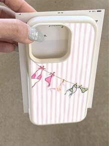 1pc Summer Limited Edition Vertical Striped & Litchi Pattern TPU Waterproof Shockproof Anti-Slip Soft Phone Case Compatible With Apple/Redmi Phones Anti-Fall Scratch Resistant