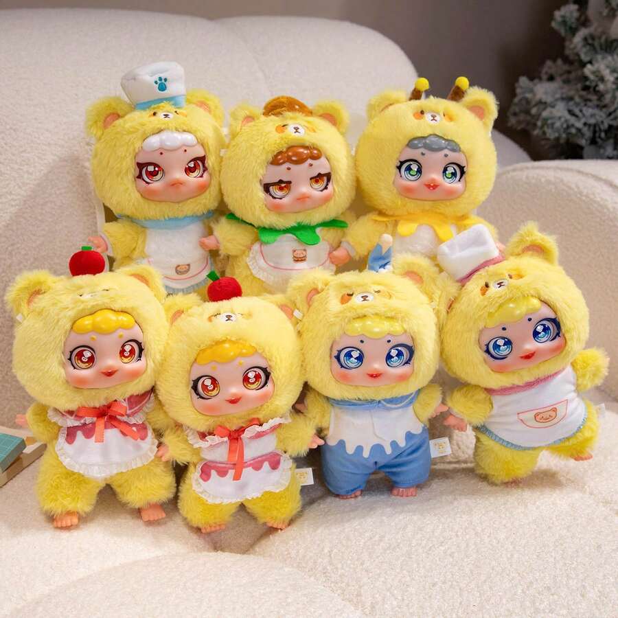 Cute Meng Meng Xisi Bear Bakery Blind Box Plastic Doll Figurine, Desk Decor, Bag Charm, Keychain, Birthday Gift, Party Favor For Halloween, Christmas, New Year, Hard Plastic Interior - 20cm - View 1