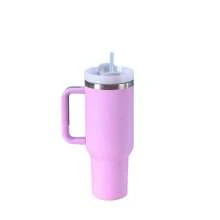 Tasse isotherme de 40 oz (1200 ml) avec poignée, bouteille d'eau sous vide, tasse à eau thermique avec couvercle, paille, en acier inoxydable pour boissons chaudes et froides, tasse à café portable grande taille pour café chaud et froid