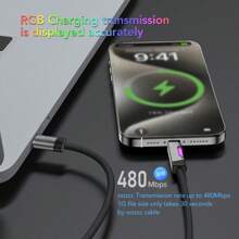 OOZCC Cabo de Carregamento RGB Oozcc: Cabo de Carregamento USB Tipo C de 120W 6A com Luz Ambiente RGB