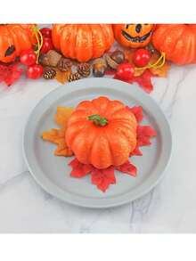 1 件逼真的万圣节南瓜装饰 - 鲜艳的橙色假南瓜模型、DIY 家庭派对道具、壁炉架/桌面展示、节日家居装饰、秋季婚礼/季节性餐桌布置、万圣节和感恩节装饰