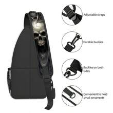 Men's Skull Pattern Printed Chest Bag For Daily Wear Halloween