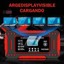Cargador Inteligente Para BateríA, Cargador De Baterias Inteligente Para Auto, Cargador De BateríA De 12 V, Cargador De BateríA, Cargador De BateríA De Coche, Cargador De BateríA De Plomo-áCido Con Pantalla Led, Cargador De BateríA Inteligente, Desulfurador De BateríA De Coche, Cargador De BateríA Inteligente Totalmente AutomáTico, Mantenedor De BateríA, Cargador De BateríA De Coche Inteligente De 12 V, Cargador De BateríA De Plomo-áCido PortáTil De 12 V,  Dispositivo De Carga De BateríA De Plomo-áCido, Cargador De BateríA De 4 Etapas, BateríA De Plomo-áCido Para ReparacióN De BateríAs De Motocicleta, Mantenedor De BateríA Inteligente Con CompensacióN De Temperatura, Con CompensacióN De Temperatura, Con Pantalla Lcd, Cargador De Coche Inteligente, BateríA De Coche, Mantenedor De BateríA,Para BateríAs De Plomo-áCido,Para AutomóViles, Camiones Y Motocicletas (Negro) - Negro - Ver 4