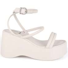 Somileve Platform Sandal With Straps For Women, Comfortable, Buckle Closure - White - View 3