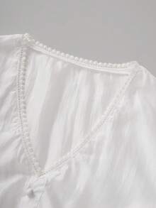 ii Women's White Dirndl Blouse Long Sleeve V-Neck Button Placket Costume Blouse For Oktoberfest And Carnival, Halloween - White - View 3