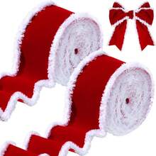 1/2/3 Rolls Christmas Velvet Decorative Ribbons Rolls Craft DIY Fabric Cloth Wire Edge Ribbons For Craft Christmas Holiday Decoration