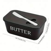 Nordic Minimalist Style Ceramic Butter Dish With Bamboo Lid And Knife - 600ml Airtight Refrigerated Storage Container, Easy To Clean, Perfect For Cheese And Spread Storage, Kitchen Accessory, Butter Storage|Minimalist Kitchenware|Airtight Container