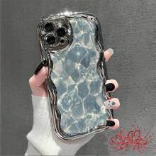 Funda para teléfono (1 unidad) con textura oceánica. Funda para teléfono de diseño exclusivo, compatible con los modelos 16, 15, 14 Pro, 13, 12, 11 y XS Plus. - Plateado - Ver 5