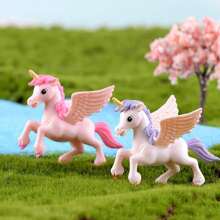 4pcs/Set Colorful PVC Unicorn Cute Model, Cartoon Character & Succulent Plant Decoration, Party Supplies, Party Gifts