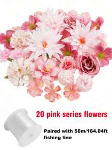 1pc Monochrome Series Floating Artificial Flowers Curtain, Creative Photography Prop, Indoor Outdoor Floral Decor, Plastic Fake Flower Petals Waterfall, Romantic Wedding Backdrop, 3-10cm Random Size, Decoration Material Pack