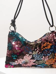 Elegant Colorful Sequin Shoulder Bag, Floral Bag, For Bridal Party, Prom Dresses For Women, Prom Accessories, Wedding Items, Stylish Bag For Women (Pattern May Vary) - Multicolor - View 4