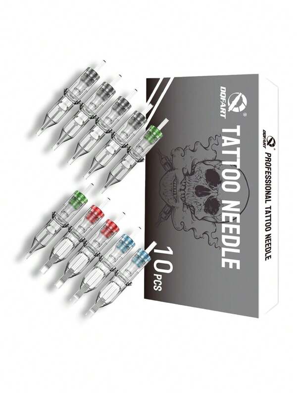 DQFART Ink Needle Box, Mixed Needles 1RL 3RL 5RL 7RL 5RS 7RS 7M1 9M1 7RM 9RM. Disposable Tattoo Needle Round Shader, Tattoo Supplies Suitable For Most Tattoo Guns