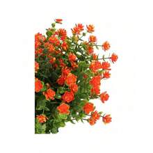 6PCS Artificial Eucalyptus Plants,Fake Boxwood Shrubs UV Resistant No Fade Faux Plastic Bridal Bouquet Indoor Outdoor Home Garden Kitchen Office Table Vase - Orange,red - View 7