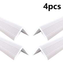 4 piezas de protectores de parachoques sólidos, borde antideslizante y a prueba de agua para protección de esquinas y pisos, escaleras y mesas - Plástico negro y blanco, proporciona y protección, 2.5x2.5cm, 1m de longitud