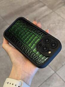 1 pieza Funda de teléfono protectora a prueba de golpes y antihuellas dactilares de diseño gráfico de piel de serpiente negra gruesa y de moda, compatible con iPhone 16/16Pro/16Plus/15/15ProMax/15Pro/11/12/13/14ProMax/11Pro/11ProMax/12Pro/12ProMax/13Pro/13ProMax/14Pro/14ProMax/16ProMax/16/16Pro/16Plus, funda suave minimalista y creativa