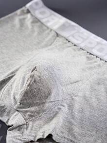 HIALEGION 4 piezas Calzoncillos deportivos para hombre con cinturilla con estampado de letras, ropa interior deportiva y de ocio de unicolor, calzoncillos tipo bóxer simples y cómodos para hombres