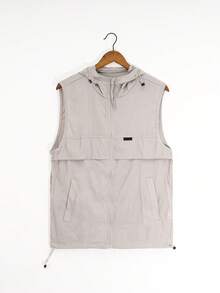 Leichte Damen Kapuzenjacke, luftige ärmellose Windjacke für den Sommer - Grau - Übersicht 2