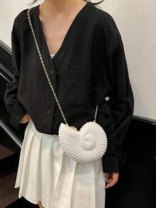 2025 Golden Conch Shaped Shoulder Bag, Detachable Shoulder Strap, Fashionable Lipstick Pouch, Elegant And Fashionable Shoulder Bag, Suitable For Evening Outings - White - View 8