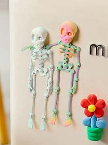 1 pièce Aimant de réfrigérateur squelette magnétique mobile - Thème crâne vintage, conception en plastique durable à huit pans, cadeau amusant - Parfait pour la cuisine et la décoration de la salle à manger, aimant de réfrigérateur mignon, forme de squelette humoristique, accessoire de maison léger, décoration amusante, cadeau d'Halloween parfait