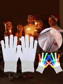 男女款 LED 闪光手套，7 种照明模式，休闲针织面料，无需电池激活，色彩鲜艳的派对配饰，节日手套 | 活力夜光手套 | 手套