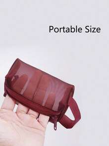 Small Portable Organizer Bag, Cosmetic Bag, Digital Accessories Bag, Mesh Outer Layer Can Hold Various Personal Items, Multiple Colors Available, Can Be Used As Power Bank, Travel Bag, Portable Charger, Charger Storage Box, Dorm/Back To School Headphone Case, Cable Organizer, Electronics Pouch, Dorm Cable Organizer, Essential For Home & Camping, Unisex Makeup Bag Make Up Bag Makeup Pouch Toiletry Bag Wash Bag Travel Essential Cruise Essential Vacation Essentials For Men Women Travel Containers Holiday Essential Gifts For Women - Multicolor - View 8