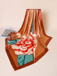 1条印花方巾，尺寸35.4英寸，多功能用途，可作头巾、腰带、发饰、时尚领巾，适合女士，春季新款连衣裙搭配。 - 彩色 - 查看 5