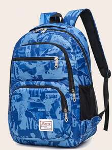 Fashionable New Tie-Dye Cartoon Large Capacity Backpack 3pcs/Set - Blue - View 3