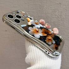 Funda de teléfono 1 pieza adecuada para 16 ProMax/16Plus/16Pro/16, 15/14/13/12/11 nuevo patrón de moda galvanizado en forma de onda - Plateado - Ver 4