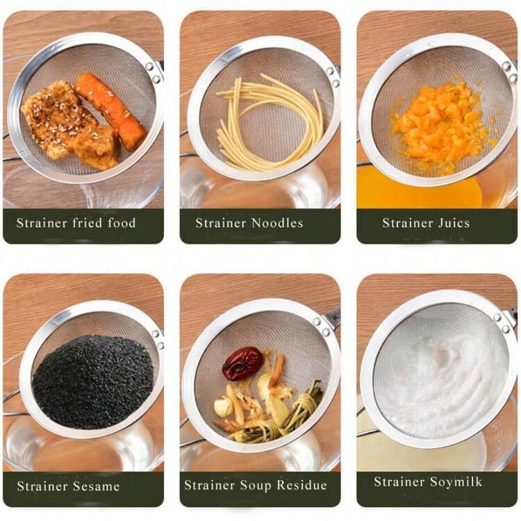 Local Delivery 304 Stainless Steel Fine Mesh Strainers For Kitchen, Colander-Skimmer With Handle, Sieve Sifters For Food, Tea, Rice, Oil, Noodles, Fruits, Vegetable - Medium 5.5 inch - 查看 6