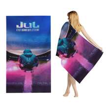 1 buc. Prosop de plajă Jul C'est Quand Quil Seteint - Prosop din microfibră super absorbant, cu uscare rapidă, cu design vibrant de artă spațială, moale și ușor, potrivit pentru yoga, înot, surfing și plajă, articole esențiale pentru plajă, accesorii de plajă, plutitor pentru piscină