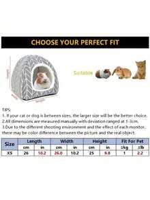 1pc Comfortable Polyester Guinea Pig Hideaway Bed - Small Pet Cave, Suitable For Rabbits, Hedgehogs, Ferrets, And Small Animals - Indoor Rabbit Hutch Accessory - Grey - View 7
