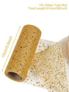 1pc Glitter Tulle Roll, Sparkling Tulle Ribbon, 15cm*914cm Fabric Ribbon, Including Cream, Black, Gold, Purple, Pink, Silver, Rose Gold And White Styles, Organza Tulle Scroll, DIY Craft Supplies, Wedding Decorations, Everyday Party Accessories, Birthday Party Supplies, Banquet Decorations, Wedding Chair Decorations,Wedding Ceremony Party Decorations - Multicolor - View 17