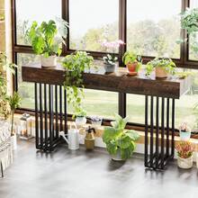 Tribesigns 55" Console Table For Living Room, Industrial Hallway Table With Stylish Metal Frame, Sofa Table For Hallway, Entryway, Foyer, Brown - Brown - View 10