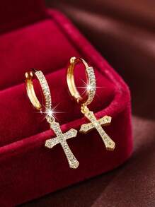 1 Pair Of Gold Micro Inlaid Zirconia Butterfly Ear Buckles