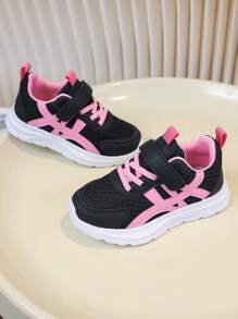 1 双儿童春秋时尚舒适简约网眼透气 EVA 高弹力减震休闲跑步运动鞋，适合男孩和女孩 - 粉色 - 查看 2