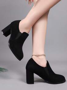 Bottes à top bas flatteuses, bottes anti-dérapantes de style britannique pour femmes, bottes de cheville à talon épais polyvalentes et , bottes nues pour femmes au printemps et en automne