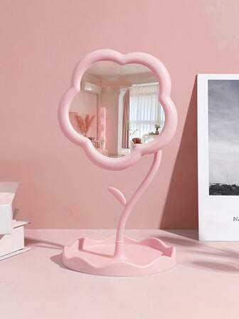 [Flower-Shaped Cosmetic Mirror] 1pc Flower-Shaped Cosmetic Mirror - High-Definition Glass And Adjustable Bracket - Lightweight Plastic Frame For Dressing Table, Bedroom, Bathroom Decor - Beauty Enthusiast Room Decoration,Makeup,Cheap,Room Decor,Vanity,Travel,Bedroom,Makeup Accessories,Mirror,Vanity Mirror,Cheap,Stocking Stuffers,Makeup,Makeup Tools,Cheap Stuff,Gifts,Gifts For Women,Christmas Gifts