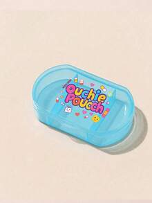 多色三隔间可拆卸便捷药盒，椭圆形药盒，彩色药丸和字母“Ouchie Poucchi”创意图案，分区存储，迷你药盒，便携式珠宝和药盒 - 彩色 - 查看 11