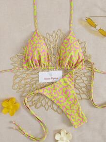 Ensemble de bikini color block pour femmes - Top triangle réglable et bas à nouer sur les côtés | Essentiel pour les vacances d'été