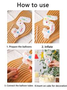 1个迷你生日派对气球装饰牌，蛋糕气球标签，迷你数字气球，彩色数字气球，适用于蛋糕装饰、派对装饰、花束装饰、生日装饰、拍照道具、圣诞节 - 彩色 - 查看 5