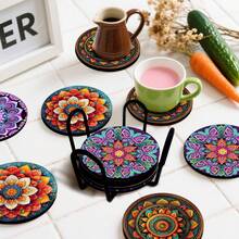 4/8/12/24/32pcs Mandala Pattern Creative Theme Coasters, Universal Beverage Pads Suitable For Tea Cups And Coffee Cups, Perfect For Home And Cafe Use, Ideal Gift - Multicolor - View 1