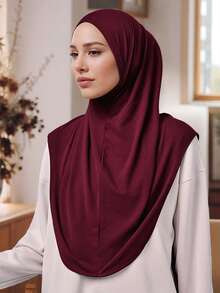 1pc Women's Instant Hijab, Convenient Chin Cover Hijab, Solid Color Fashion Hijab, Suitable For Ramadan And Daily Wear For Dress - Chin-covered Turban Hat - View 19