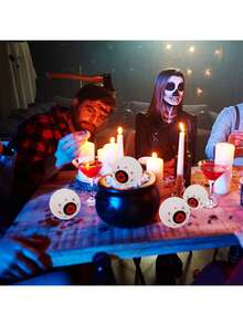 2 件随机颜色 - 万圣节装饰用品，塑料乒乓球眼球恐怖道具服装派对礼物恐怖角色扮演怪异眼球适合万圣节、圣诞节、惊喜礼物 - 彩色 - 查看 10