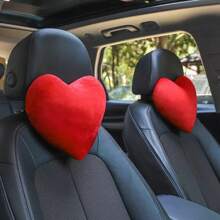 1pc Heart-Shaped Plush Car Neck Pillow, Creative Comfortable Neck Support Cushion For Driving
