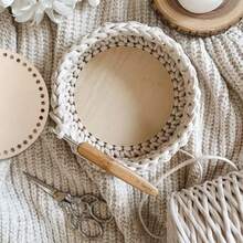 5 件木制篮底，椭圆形圆形空白钩针底部，5 种尺寸，DIY 手工编织用品，非常适合钩针包、编织包、纱架、旅行包、工艺包和储物盒 - 原木色 - 查看 3