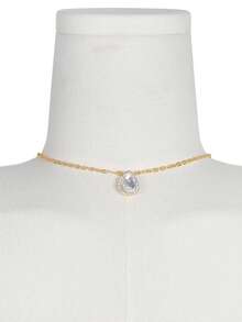 1pc Elegant Bride Back Chain Jewelry, Women's Body Chain Accessory, Shiny Bridal Zirconia Necklace, Suitable For Any Occasion - Gold - View 6