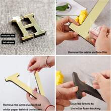 OUTANA 20厘米3D亚克力镜面墙贴，金/银/黑书法字母墙贴。自粘可移除设计，轻松在装饰墙上拼出“生日快乐”。适用于装饰客厅、卧室、厨房、办公室、健身房等场所。 - 金色 - 查看 9