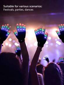 男女款 LED 闪光手套，7 种照明模式，休闲针织面料，无需电池激活，色彩鲜艳的派对配饰，节日手套 | 活力夜光手套 | 手套